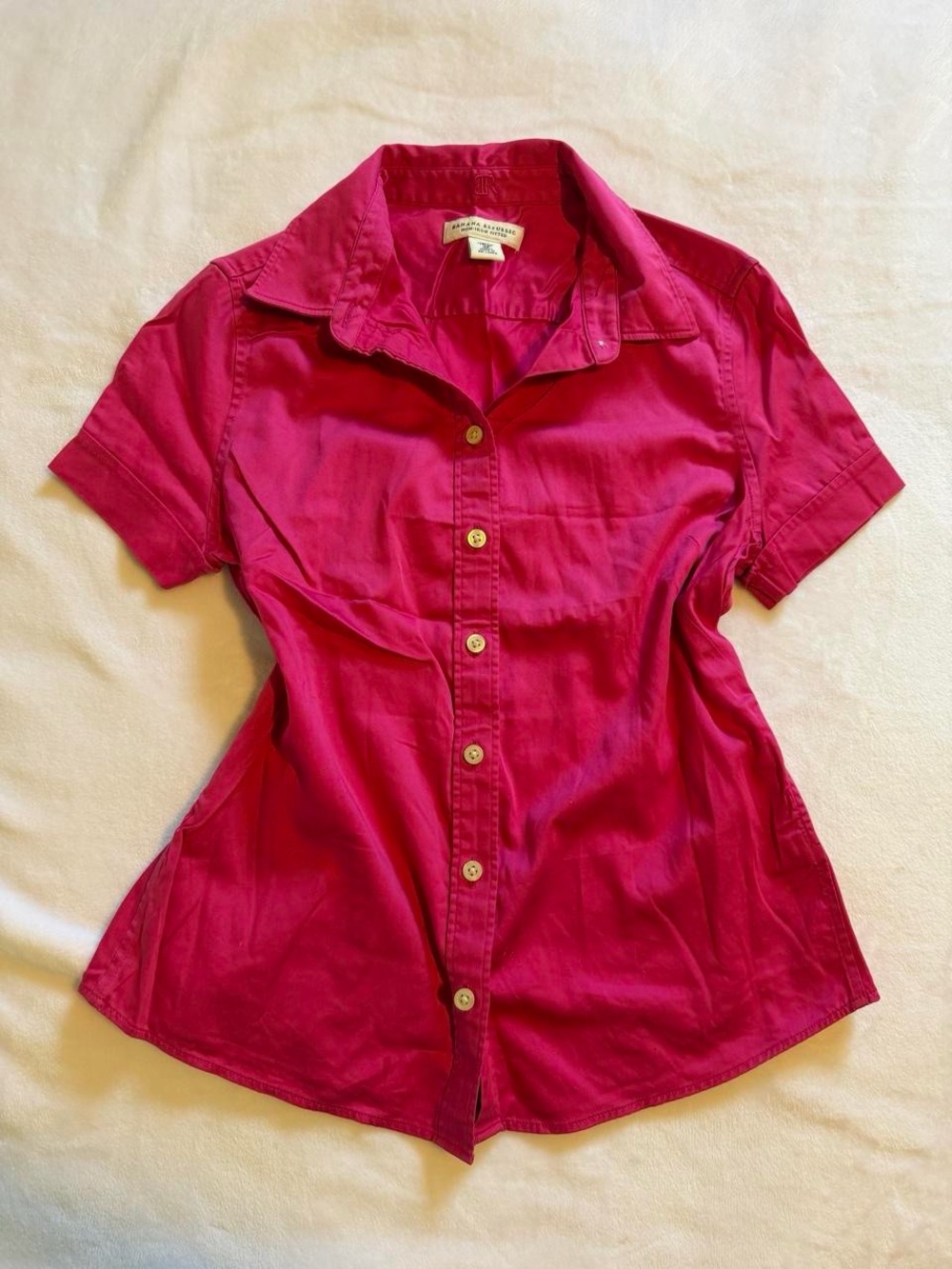 Banana Republic Short-Sleeve Button-Down Shirt in Fuchsia